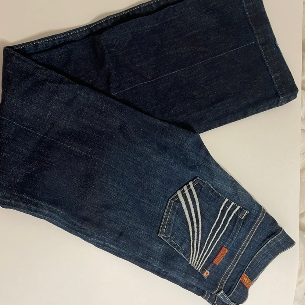 7 for all mankind dojo dark wash jeans, size 24